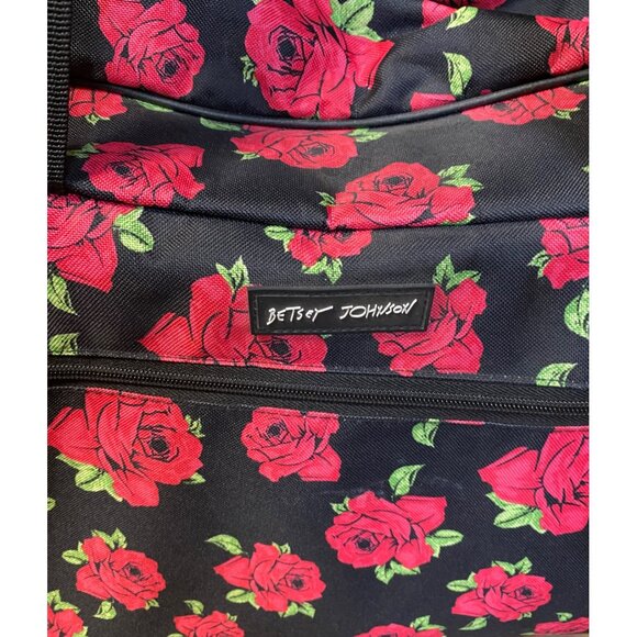 Betsey Johnson Covered Rose Rolling Duffel Luggage Bag Weekender Travel 22" - Picture 2 of 5